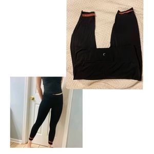Zyia black leggings with brown accent, NWOT, sz XXXL